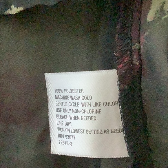 Worthington Sheer Black Polyester Floral Button Blouse with Long Pleated Sleeves - Picture 10 of 11